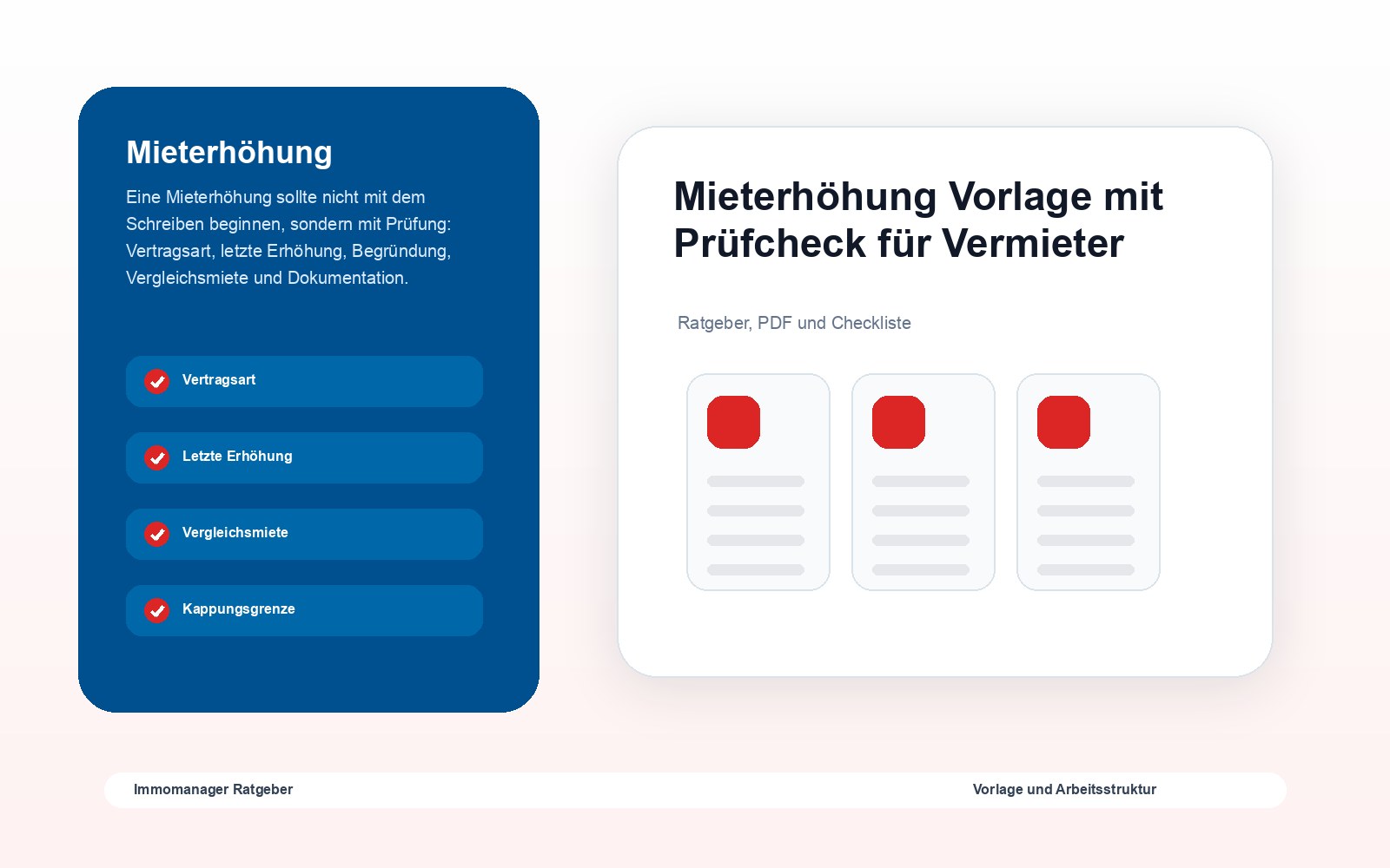 Mieterhöhung Vorlage mit Prüfcheck für Vermieter als visuelle Ratgebergrafik