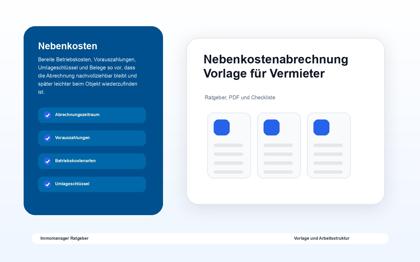 Nebenkostenabrechnung Vorlage für Vermieter als visuelle Ratgebergrafik