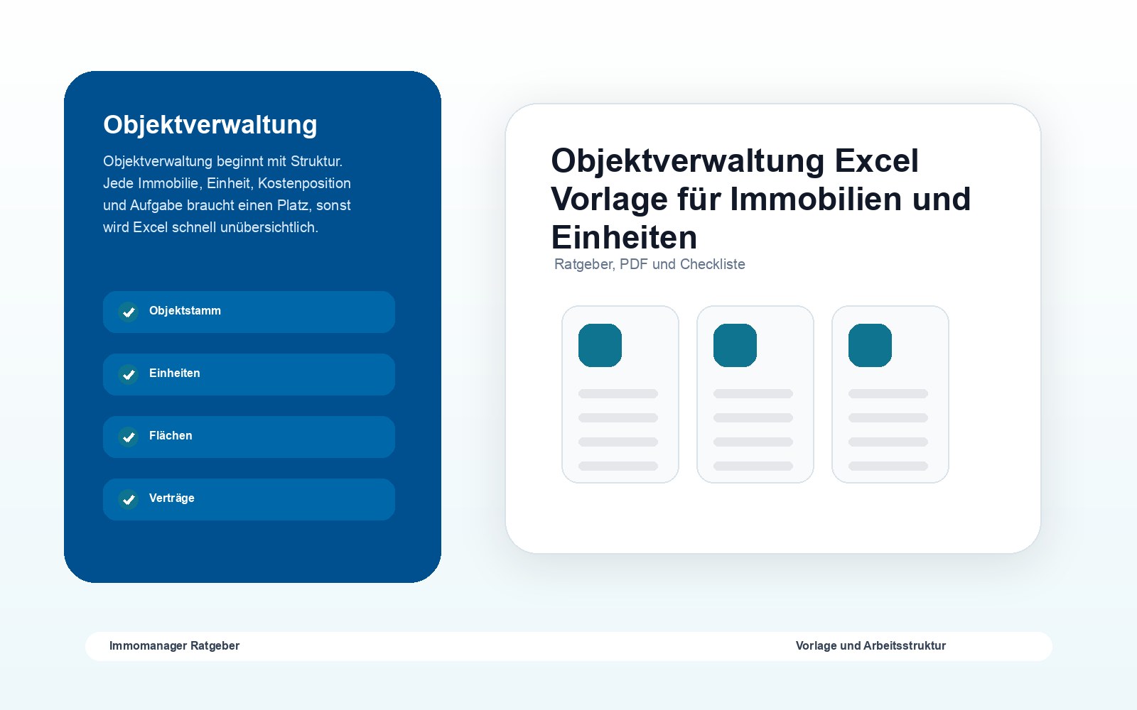 Objektverwaltung Excel Vorlage für Immobilien und Einheiten als visuelle Ratgebergrafik