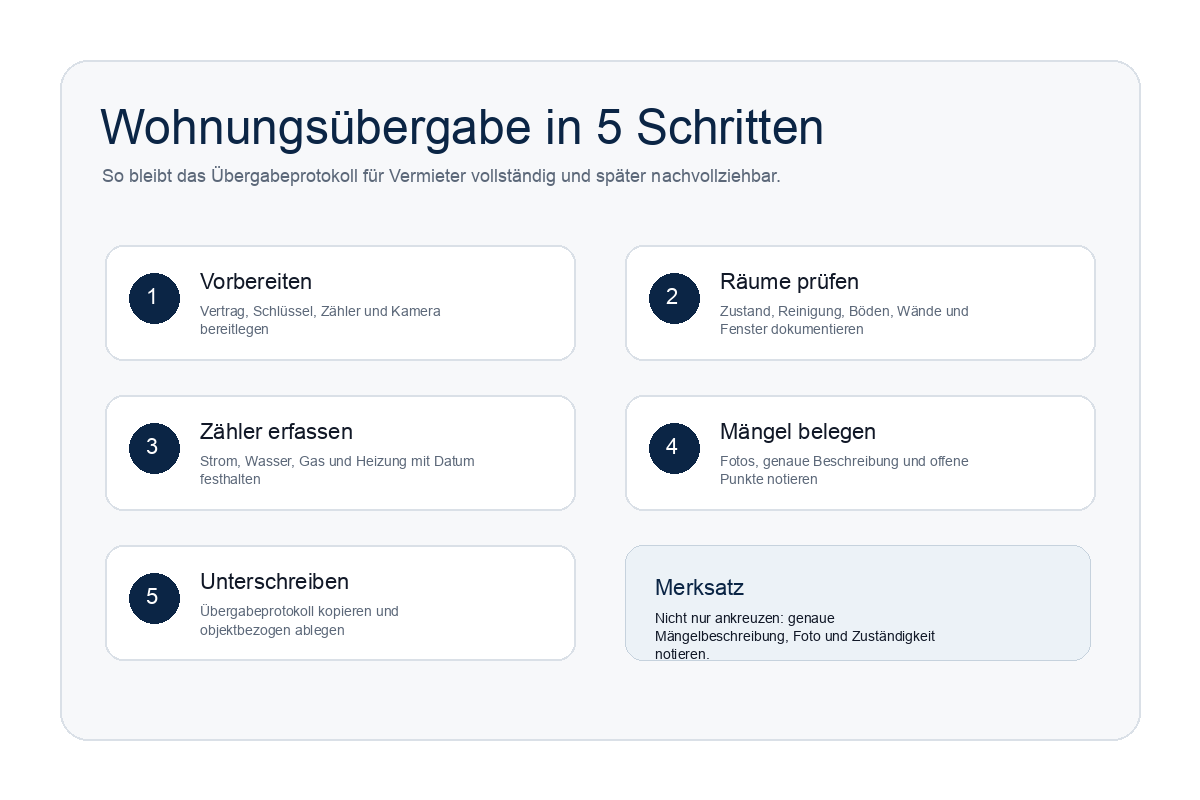 Infografik: Wohnungsübergabe in fünf Schritten